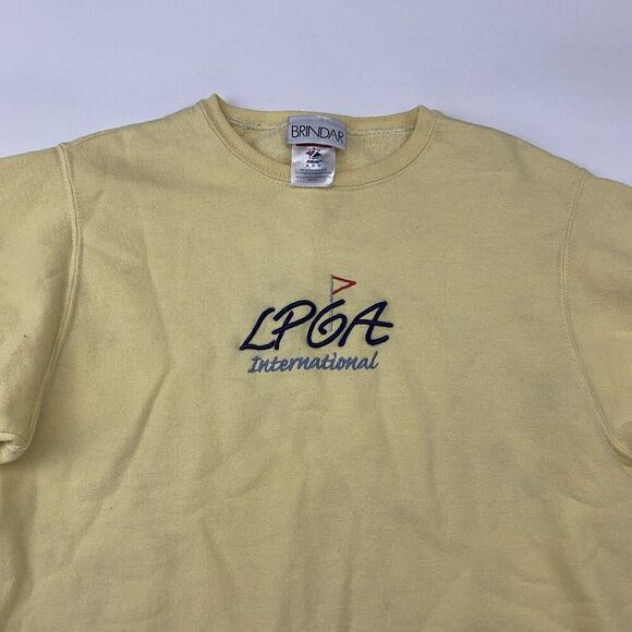VTG BRINDAR LPGA International Golf Yellow Crewneck Pullover Sweatshirt Sz M - Picture 4 of 12